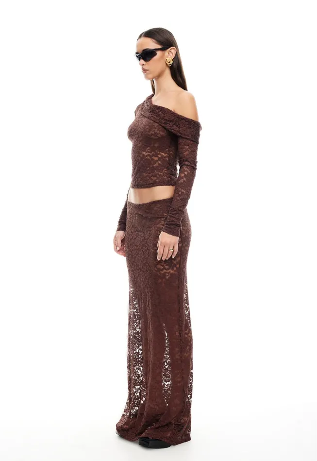 Women Lioness Fashion Tops BLACK SWAN OFF SHOULDER Chocolate Women Lioness Fashion Tops BLACK SWAN OFF SHOULDER Chocolate