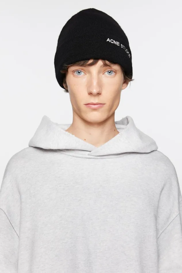 Women Logo Beanie Black Acne Studios Hats