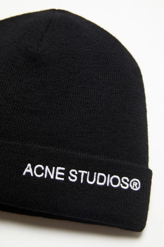 Women Logo Beanie Black Acne Studios Hats