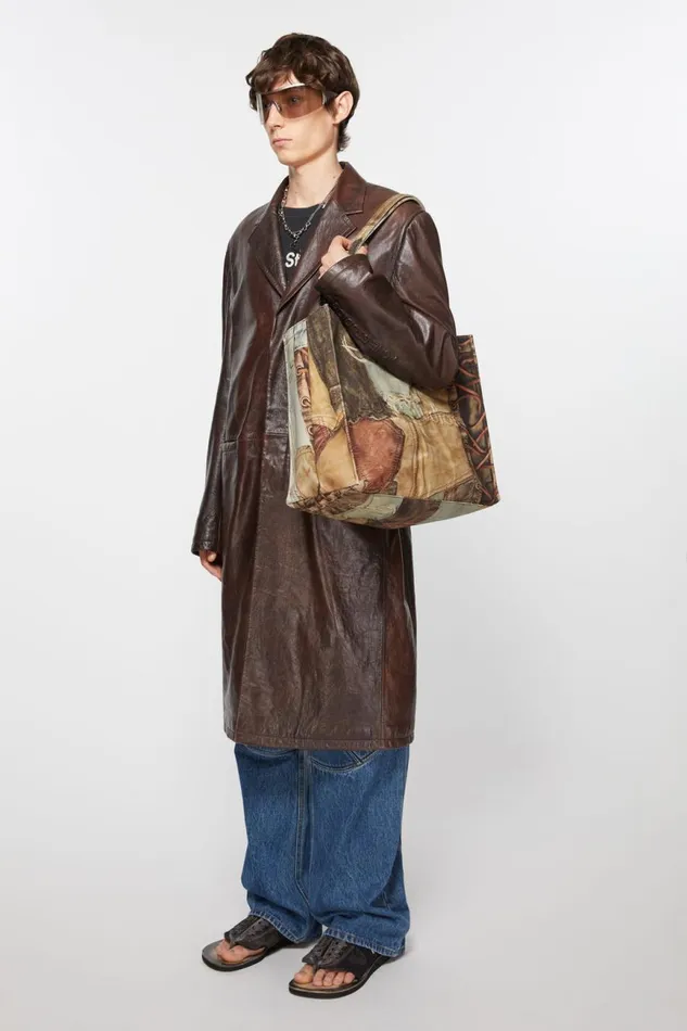 Women Logo Shoulder Tote Bag Denim Blue Acne Studios Bags