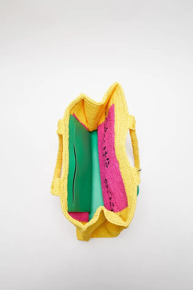 Women Logo Stud Tote Bag Pinkyellow Acne Studios Bags