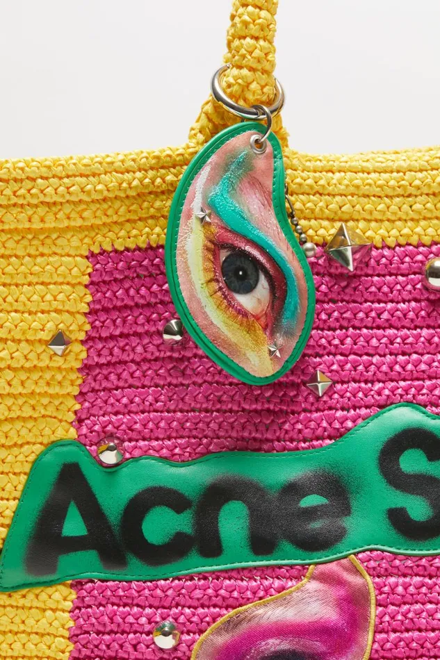 Women Logo Stud Tote Bag Pinkyellow Acne Studios Bags