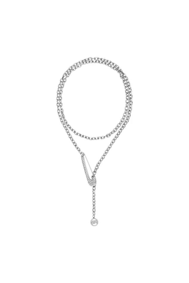 Women Long Necklace Pink Precious Pin Silver Grey Sonia Rykiel Necklaces