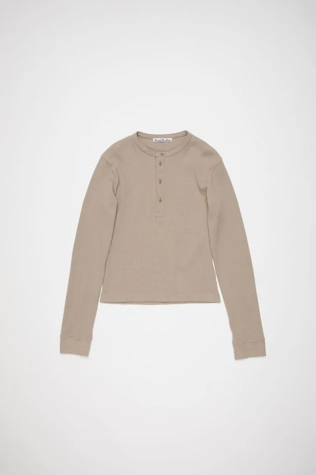 Women Long Sleeve Tshirt 8211 Fitted Fit Concrete Grey Acne Studios Tshirts