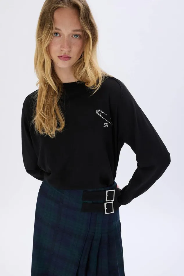 Women Longsleeved Sweater In Merino And Silk Black Black Sonia Rykiel Sweaters