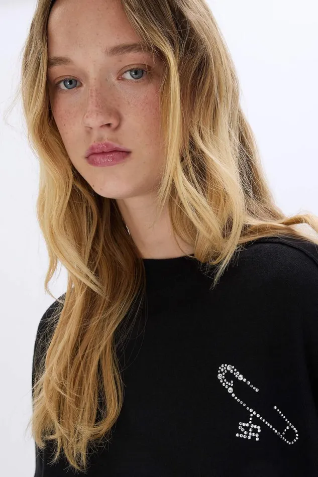 Women Longsleeved Sweater In Merino And Silk Black Black Sonia Rykiel Sweaters