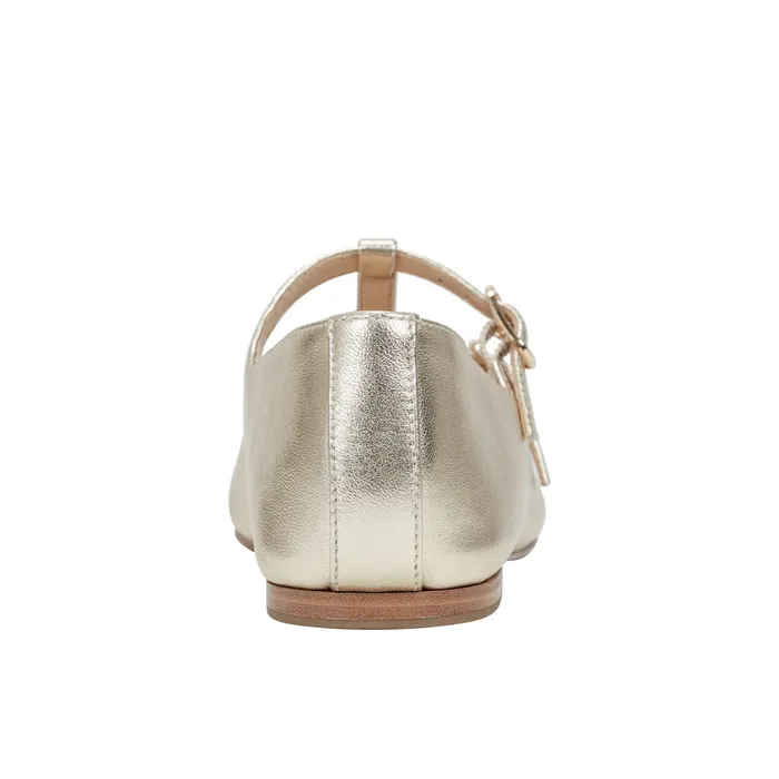 Women Marc Fisher Evie Ballet Flat Gold Leather Loafers and Flats