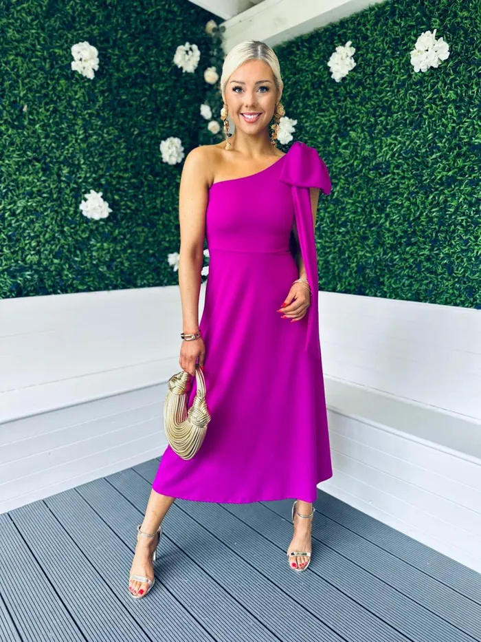 Women Maxi Canella Lane Chloe Bow Detail Occasion Dress Orchid