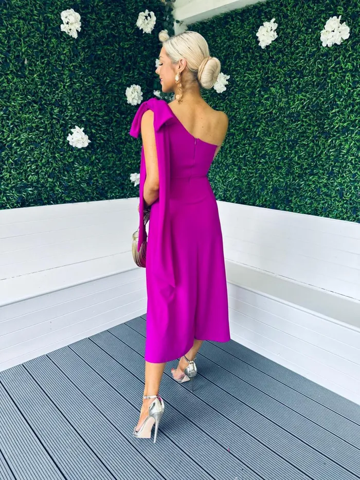 Women Maxi Canella Lane Chloe Bow Detail Occasion Dress Orchid