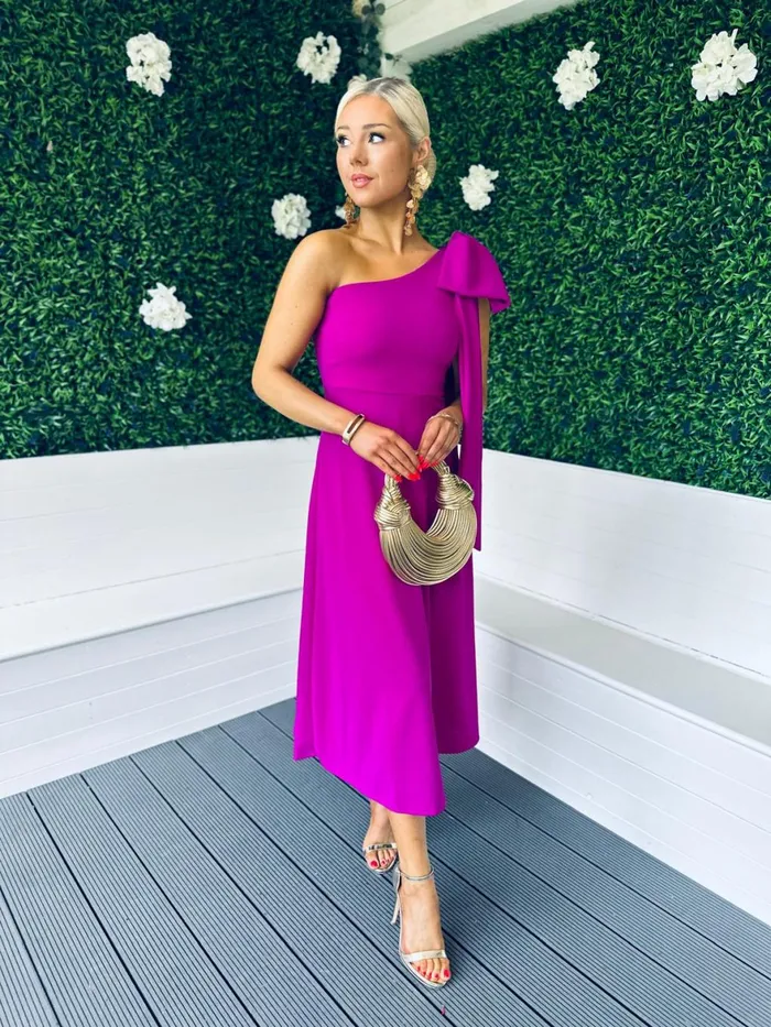 Women Maxi Canella Lane Chloe Bow Detail Occasion Dress Orchid