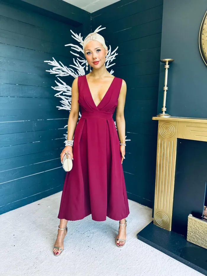 Women Maxi Canella Lane Helen Detailed Occasion Dress Burgundy