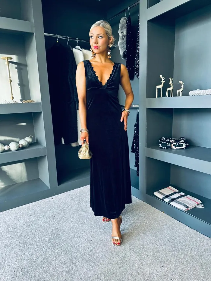 Women Maxi Canella Lane Rita Detailed Occasion Midi Dress Black