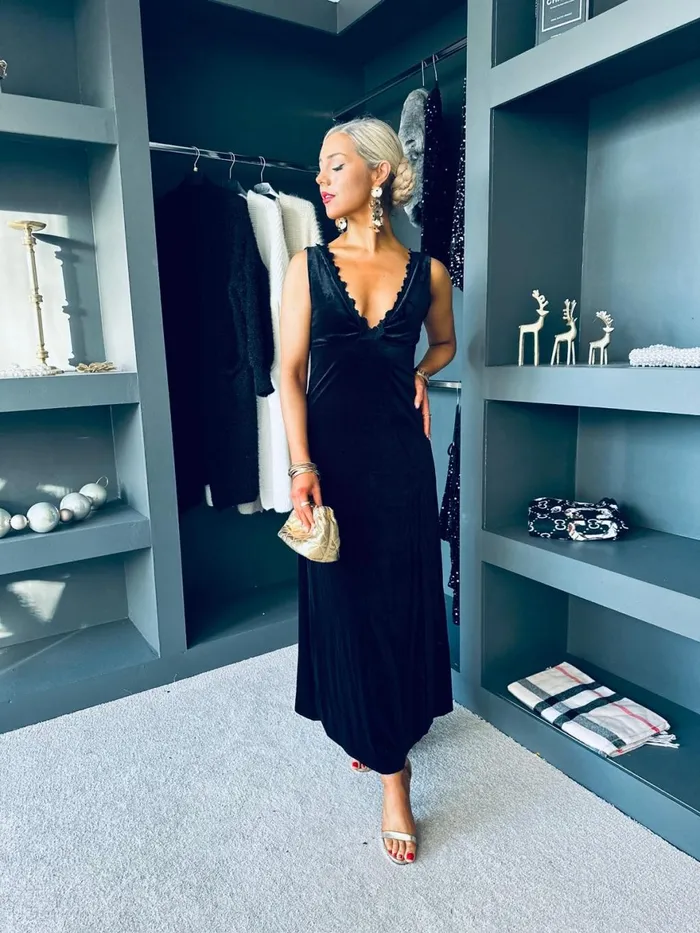 Women Maxi Canella Lane Rita Detailed Occasion Midi Dress Black