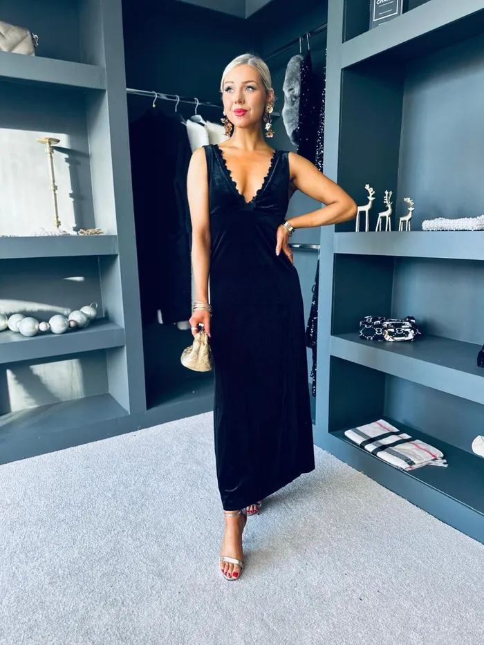 Women Maxi Canella Lane Rita Detailed Occasion Midi Dress Black