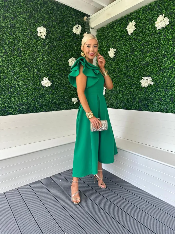 Women Maxi Canella Lane Trudy Detailed Occasion Dress Emerald