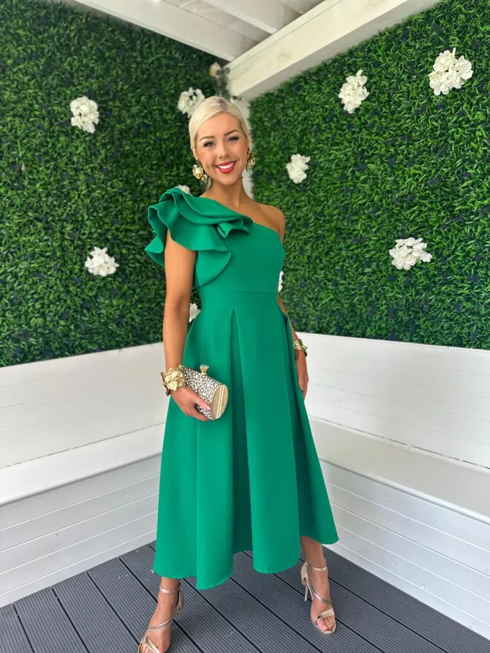 Women Maxi Canella Lane Trudy Detailed Occasion Dress Emerald