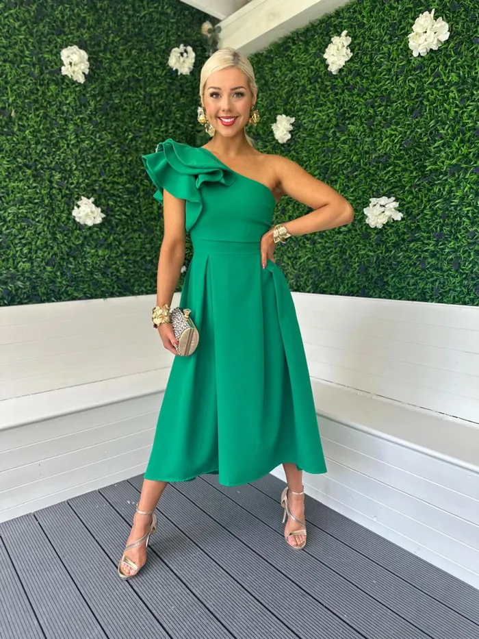 Women Maxi Canella Lane Trudy Detailed Occasion Dress Emerald