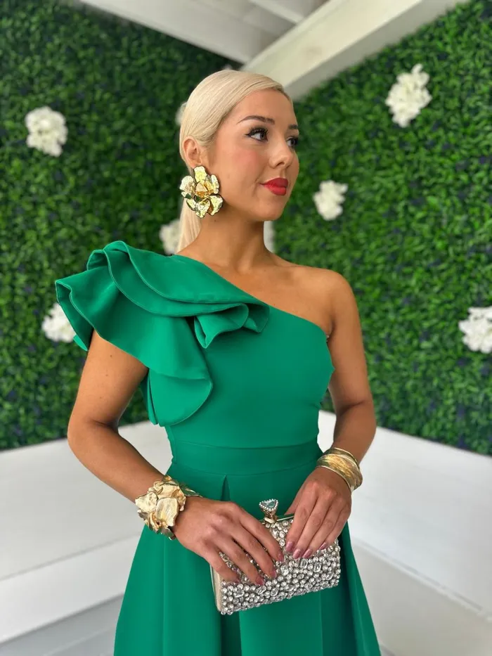 Women Maxi Canella Lane Trudy Detailed Occasion Dress Emerald