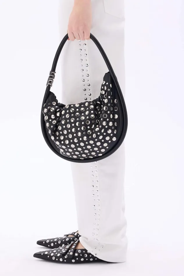 Women Medium Domino Bag In Leather And Studs Black Black Sonia Rykiel Le Domino