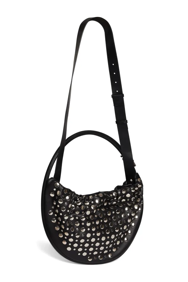 Women Medium Domino Bag In Leather And Studs Black Black Sonia Rykiel Le Domino