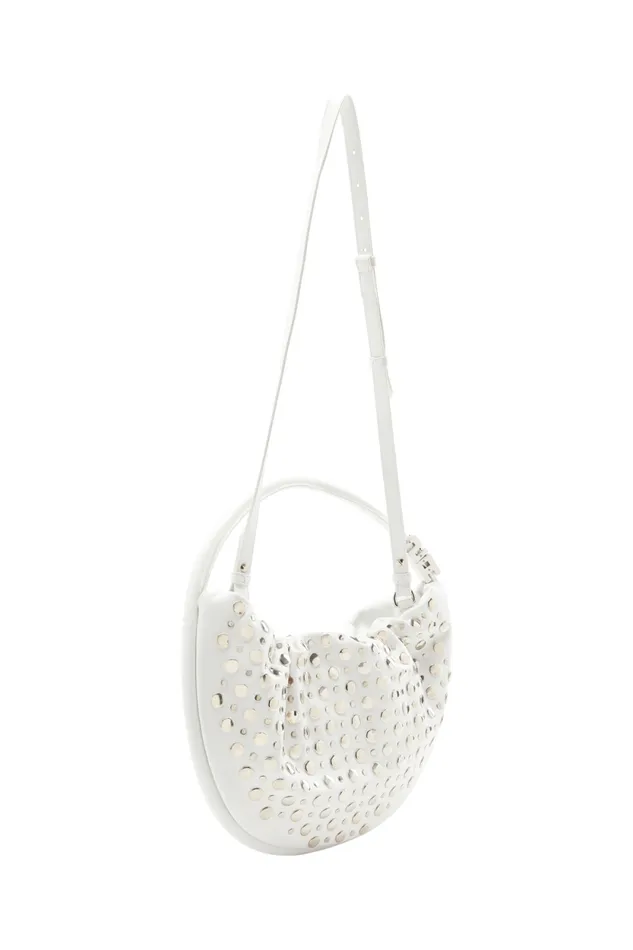Women Medium Domino Bag In Leather And Studs White White Sonia Rykiel Le Domino