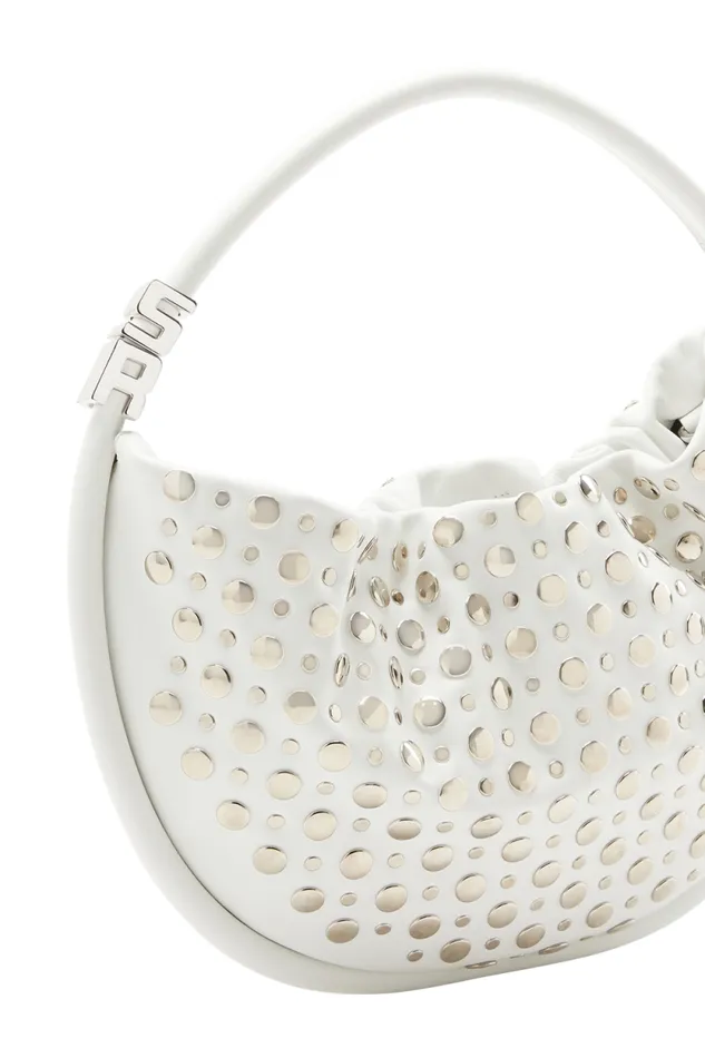 Women Medium Domino Bag In Leather And Studs White White Sonia Rykiel Le Domino