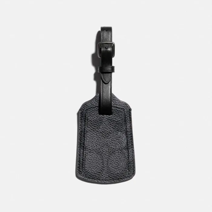 WomenMen Luggage Tag In Signature Canvas Charcoal Coach Tech and Travel