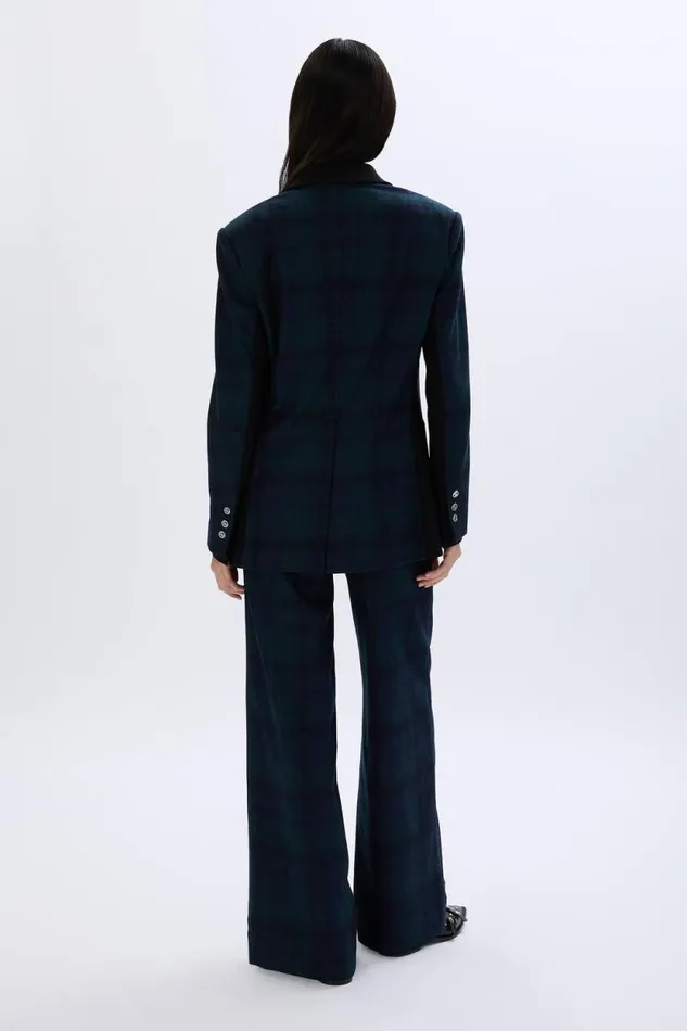 Women Menswearinspired Tartan Blazer Check Navy Green Blue Sonia Rykiel Coats