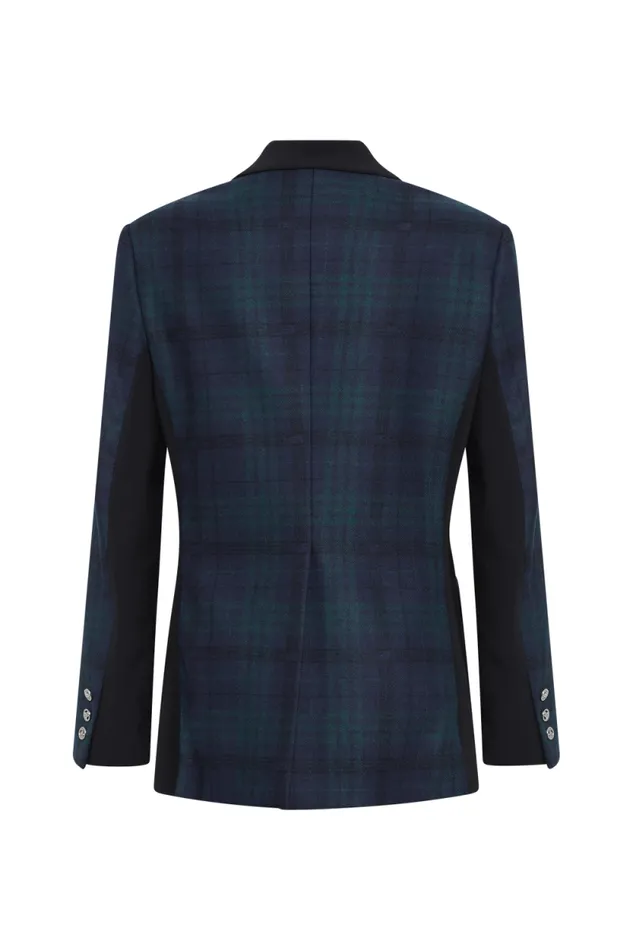 Women Menswearinspired Tartan Blazer Check Navy Green Blue Sonia Rykiel Coats