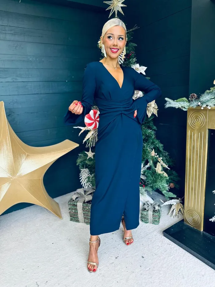 Women Midi Canella Lane Arabella Detailed Occasion Dress Navy