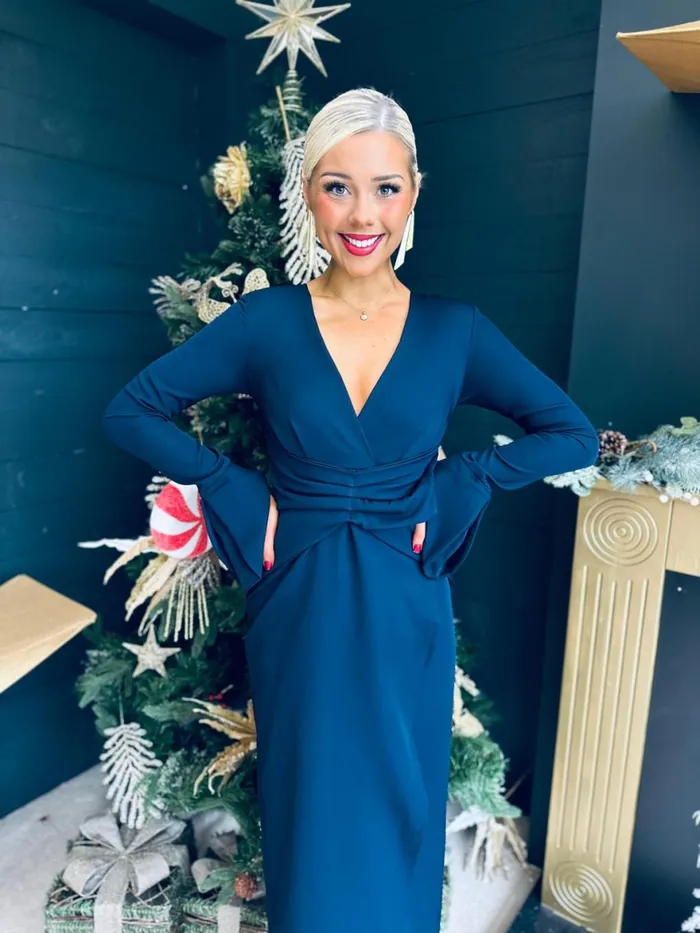 Women Midi Canella Lane Arabella Detailed Occasion Dress Navy