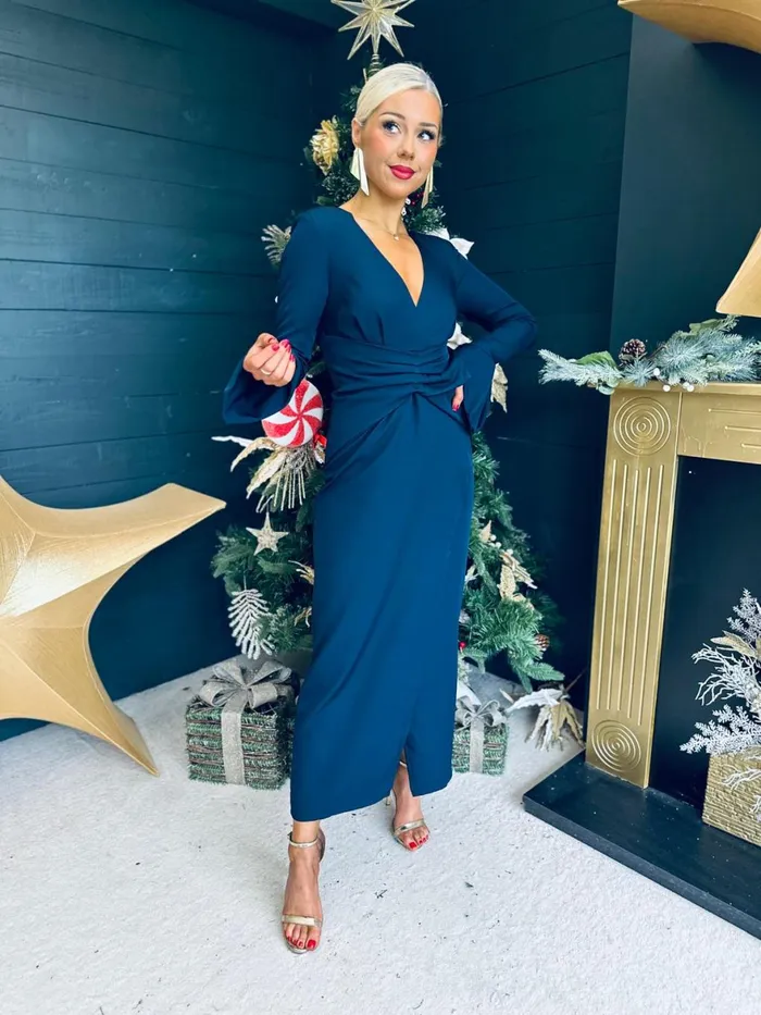 Women Midi Canella Lane Arabella Detailed Occasion Dress Navy