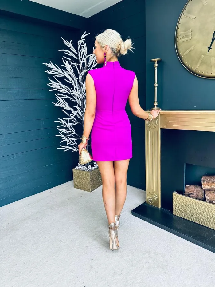 Women Mini Canella Lane Darcy High Neck Mini Dress Orchid