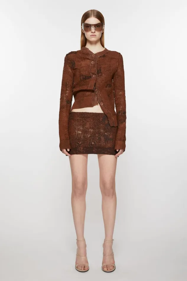 Women Mini Woven Skirt Rust Brown Acne Studios Skirts