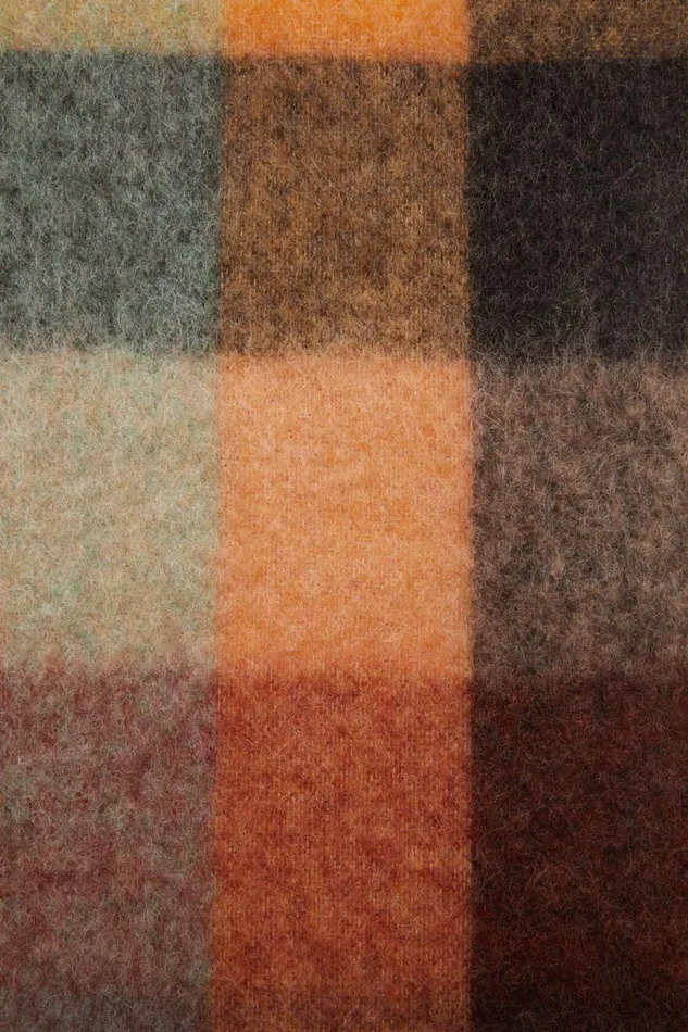 Women Mohair Checked Scarf Chestnut Brownyellowgreen Acne Studios Scarves