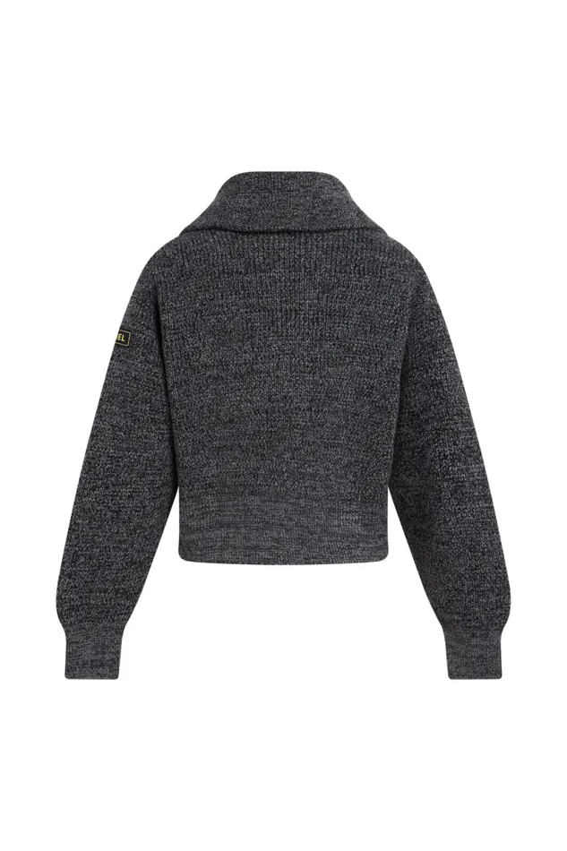 Women Moulded Wool Zipped Rollneck Sweater Grey Black Sonia Rykiel Sweaters