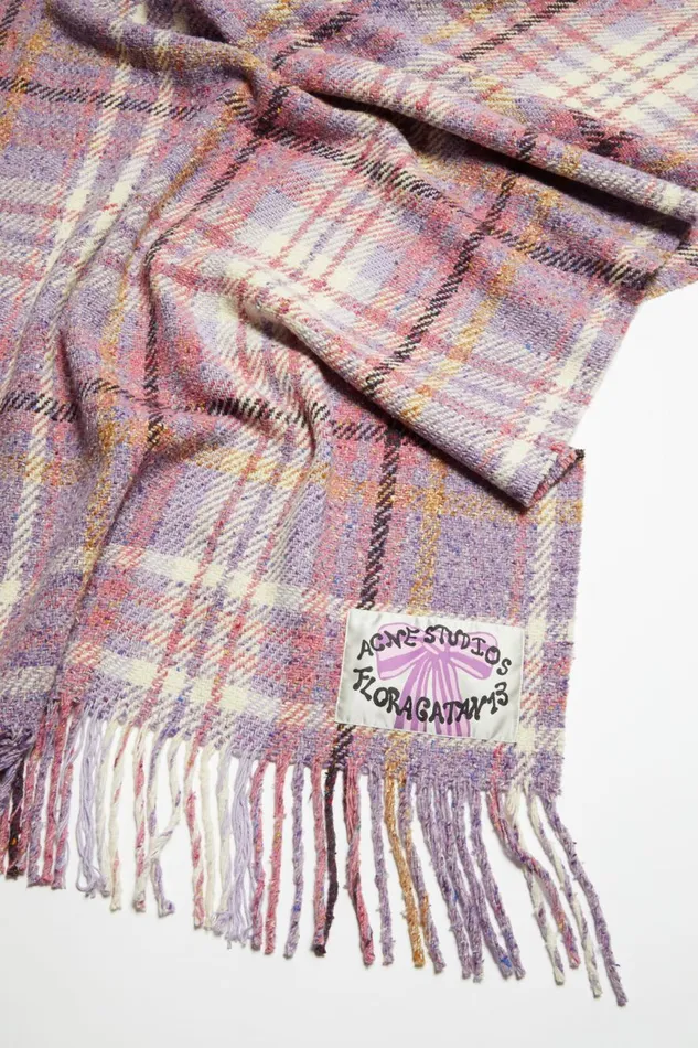 Women Oversized Plaid Scarf Blanket Violet Purple Acne Studios Scarves