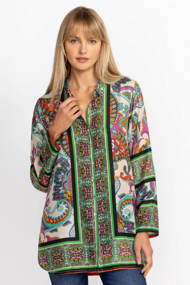 Women Petites Johnny Was DELIA TUNIC Cachemir Scarf Print Women Petites Johnny Was DELIA TUNIC Cachemir Scarf Print