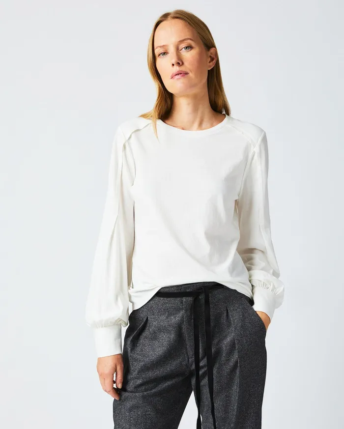 Women Pleat Sleeve Knit Ivory Billy Reid Tops