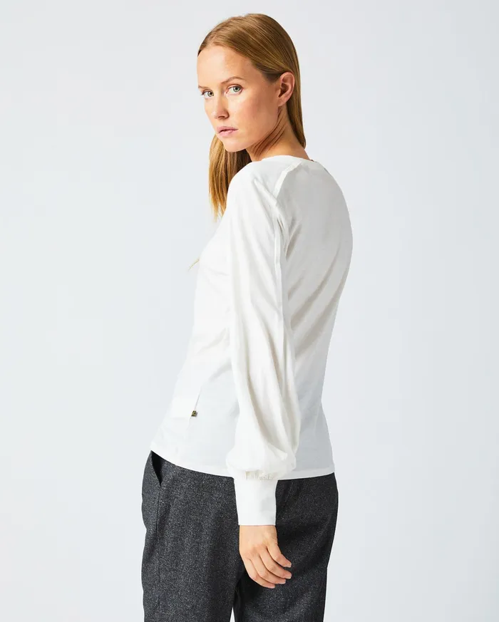 Women Pleat Sleeve Knit Ivory Billy Reid Tops