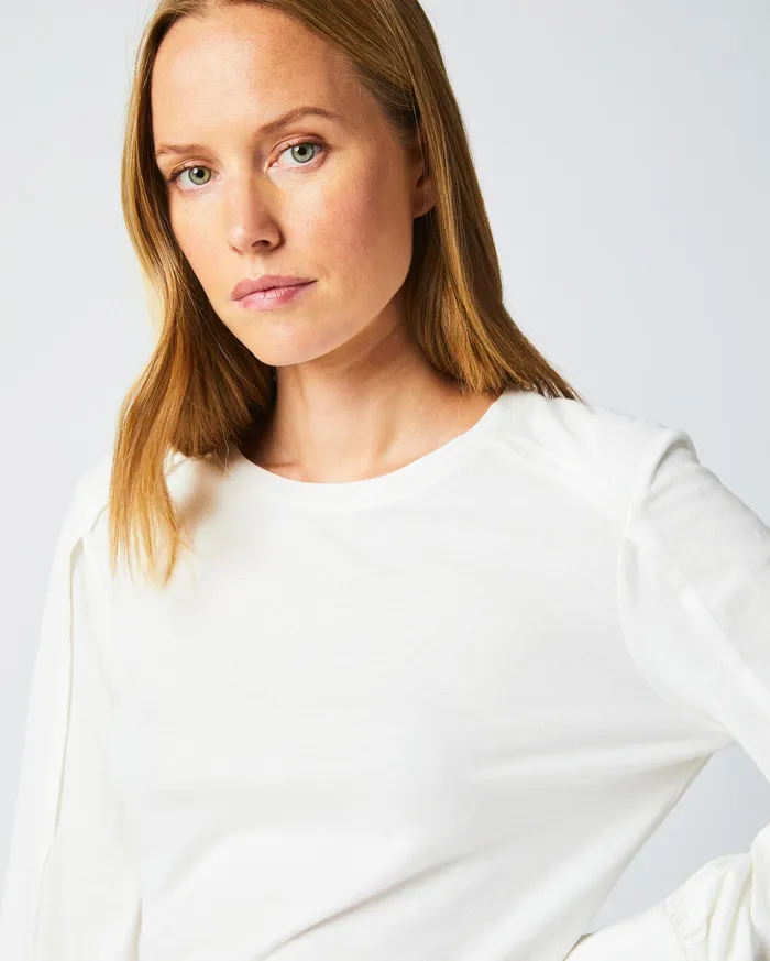 Women Pleat Sleeve Knit Ivory Billy Reid Tops