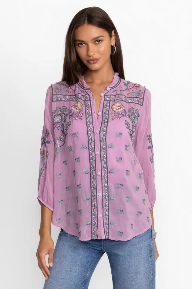 Women Plus Size Johnny Was MEDINA BLOUSE Lavender Herb Women Plus Size Johnny Was MEDINA BLOUSE Lavender Herb