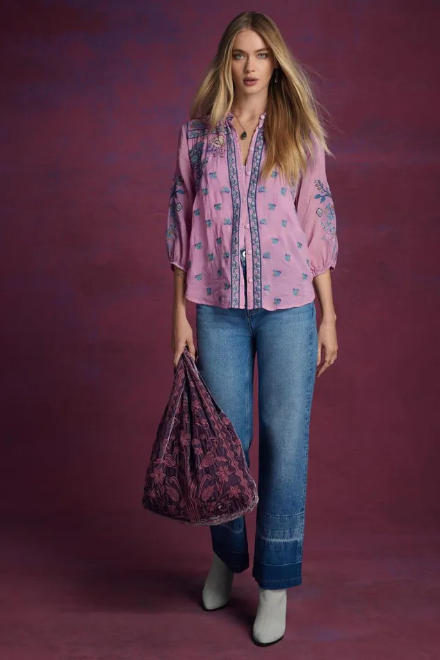 Women Plus Size Johnny Was MEDINA BLOUSE Lavender Herb Women Plus Size Johnny Was MEDINA BLOUSE Lavender Herb