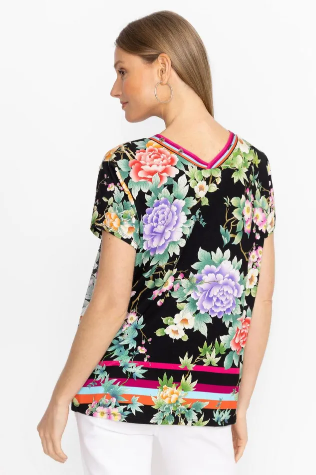 Women Plus Size Johnny Was THE JANIE FAVORITE BUTTON NECK TEE Le Jardin Scarf Print Women Plus Size Johnny Was THE JANIE FAVORITE BUTTON NECK TEE Le Jardin Scarf Print