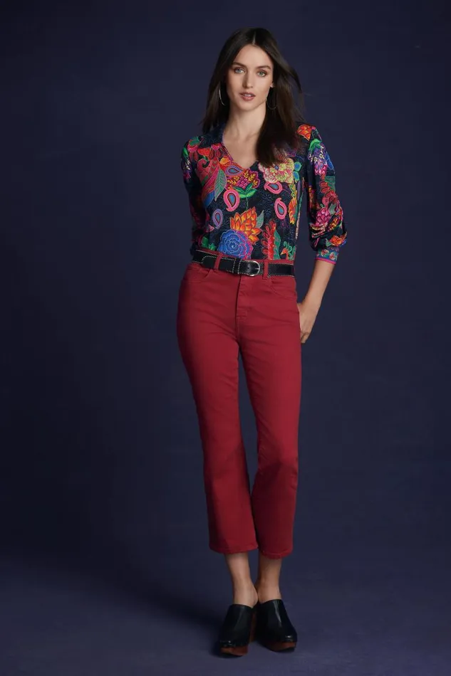 Women Plus Size Johnny Was THE JANIE FAVORITE PUFF SLEEVE POLO Emberwing Scarf Print Women Plus Size Johnny Was THE JANIE FAVORITE PUFF SLEEVE POLO Emberwing Scarf Print