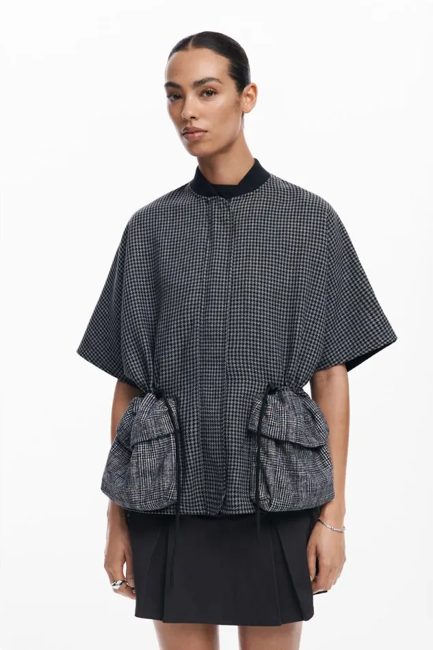 Women Ponchos Desigual Houndstooth Poncho