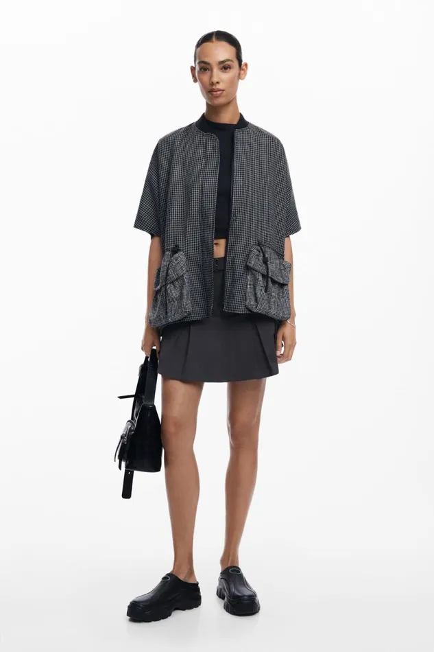 Women Ponchos Desigual Houndstooth Poncho