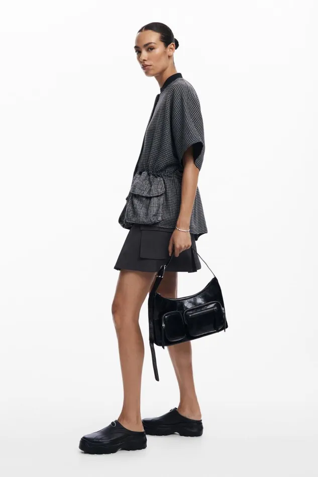 Women Ponchos Desigual Houndstooth Poncho