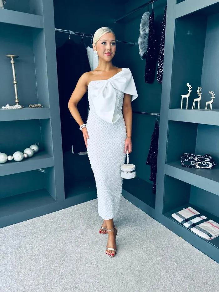 Women Premium Canella Lane Grainne Embellished Occasion Dress White