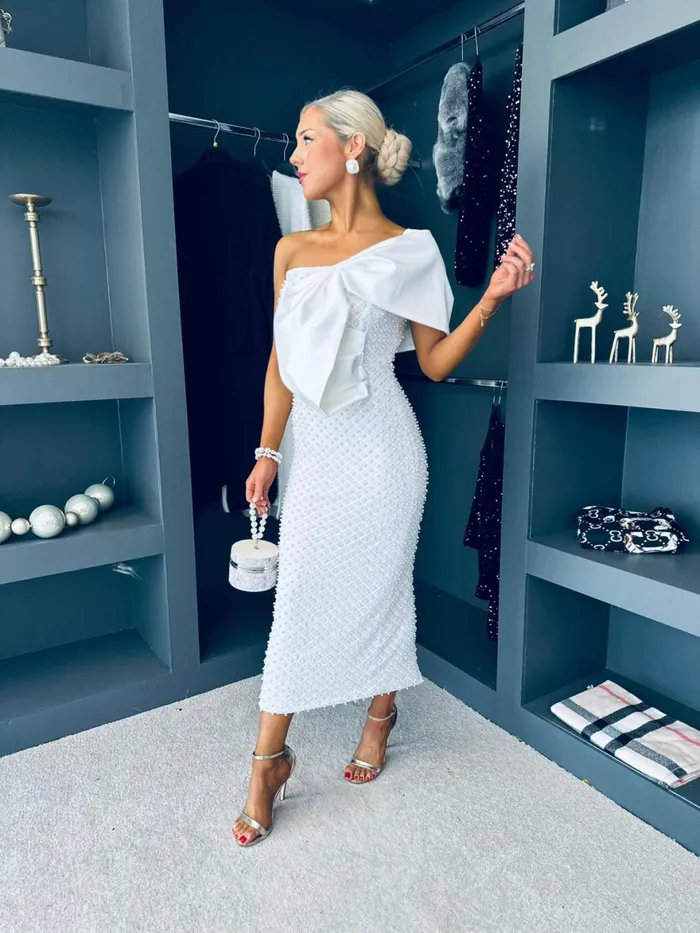Women Premium Canella Lane Grainne Embellished Occasion Dress White
